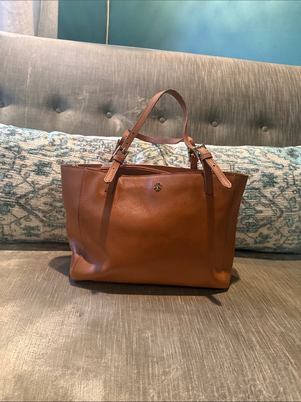 Tory Burch Brown Leather Double-Handle Tote
